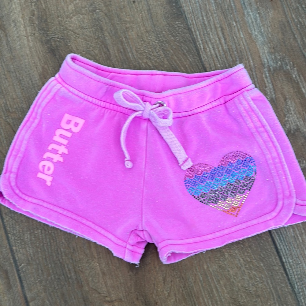 Butter brand girls pink heart shorts. Size 4.